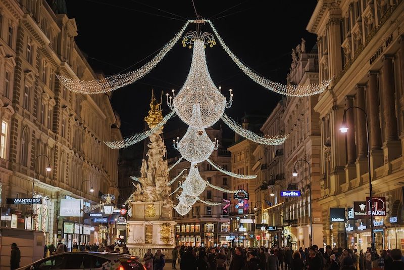 Qué ver en Viena en Navidad: luces de Navidad calle Graben