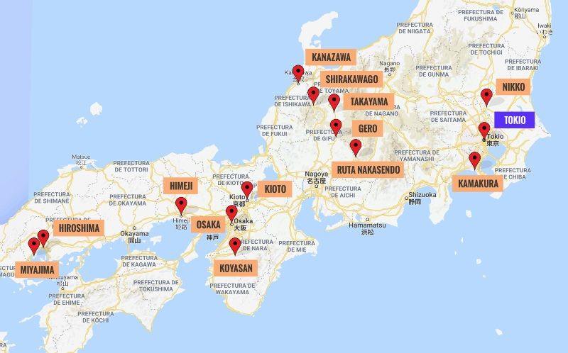 Guía de Japón - Mapa Japón: preparar un viaje a Japón por libre