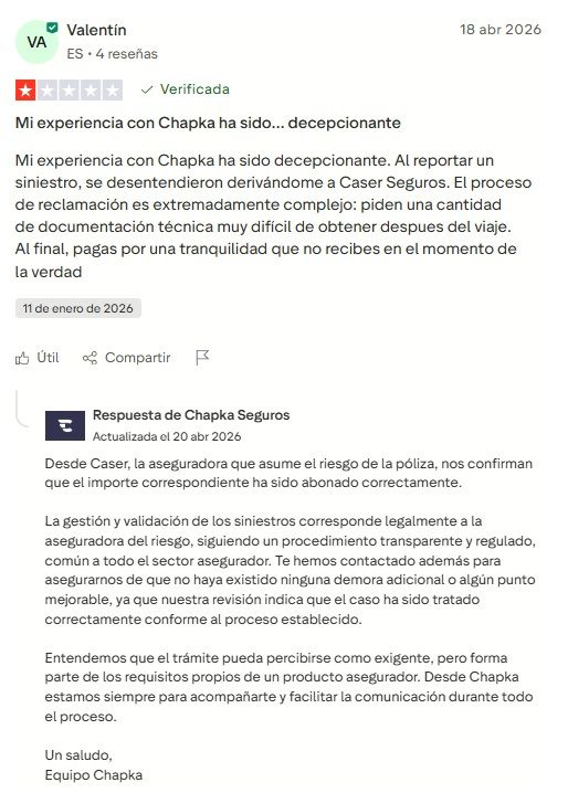 ▷ Chapka Seguros opiniones 2026 ⚠️ Reviews REALES sobre este seguro de viaje + nuestra opinión 8 Chapka Seguros opiniones en Trustpilot