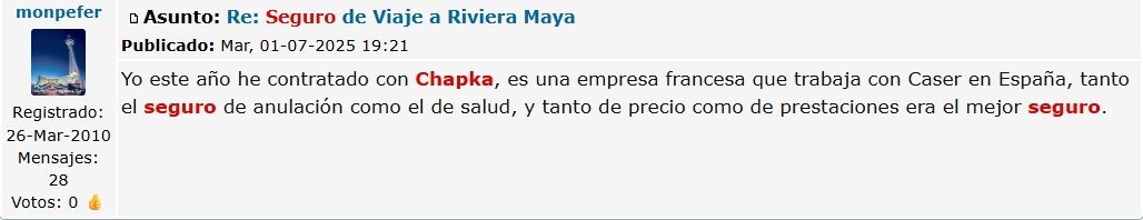▷ Chapka Seguros opiniones 2026 ⚠️ Reviews REALES sobre este seguro de viaje + nuestra opinión 13 Chapka Seguros opiniones en el foro 'Los Viajeros'