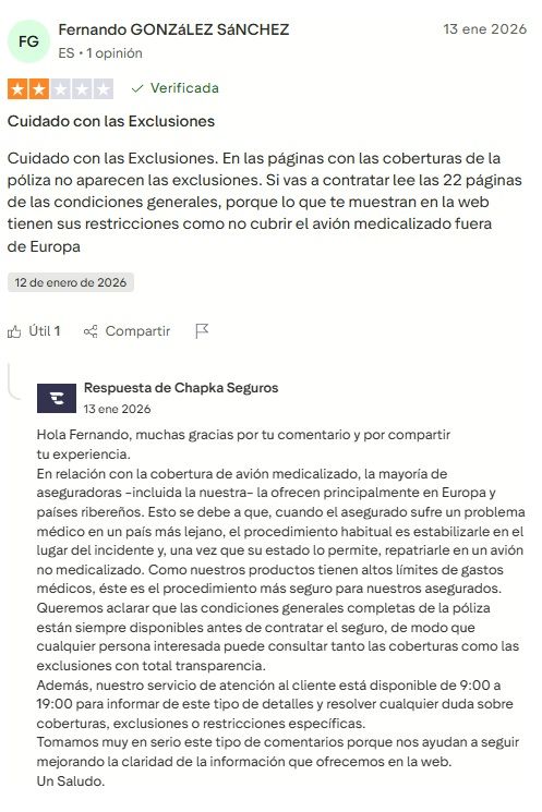▷ Chapka Seguros opiniones 2026 ⚠️ Reviews REALES sobre este seguro de viaje + nuestra opinión 7 Chapka Seguros opiniones negativas en Trustpilot