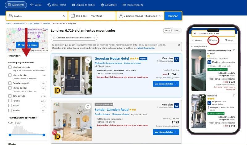 ▷ Código descuento Booking 2026: ofertas verificadas y cómo ahorrar hasta un 60% AQUÍ ⚠️ 9 Cómo ahorrar en Booking usando los filtros