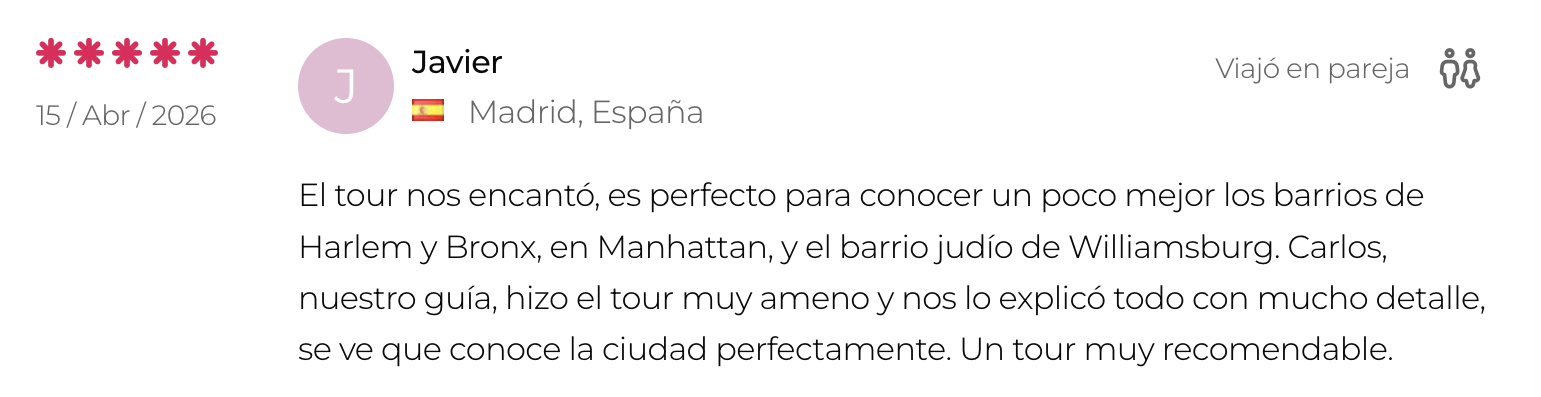 Opiniones del mejor tour de contrastes en Nueva York