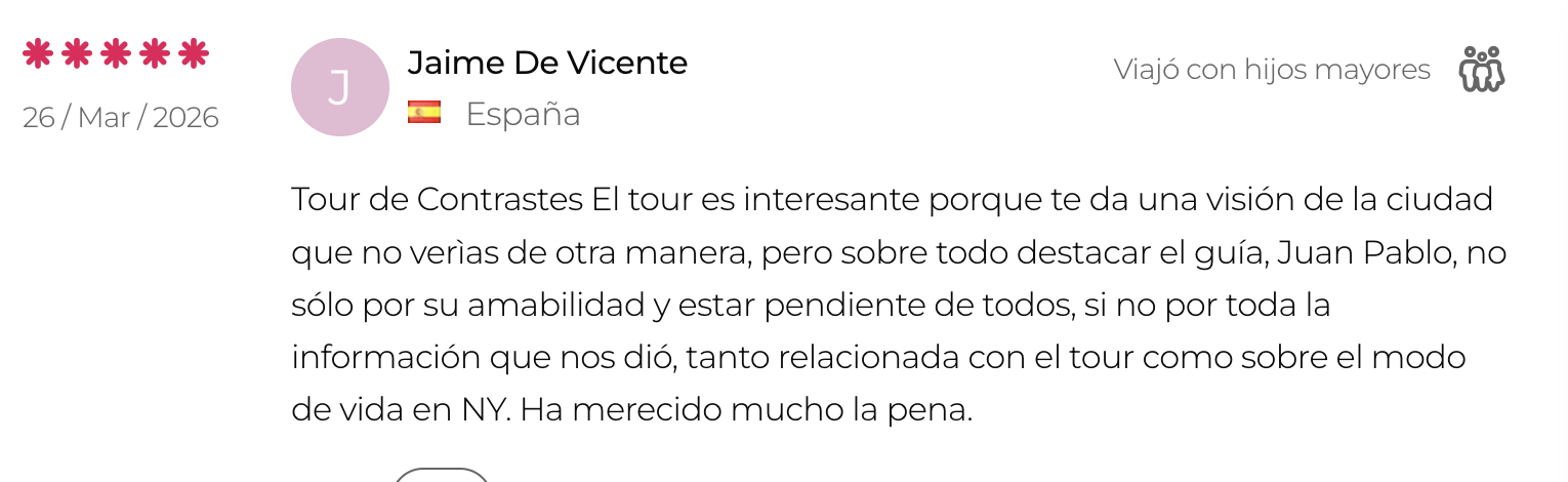 Opiniones del mejor tour de contrastes en Nueva York