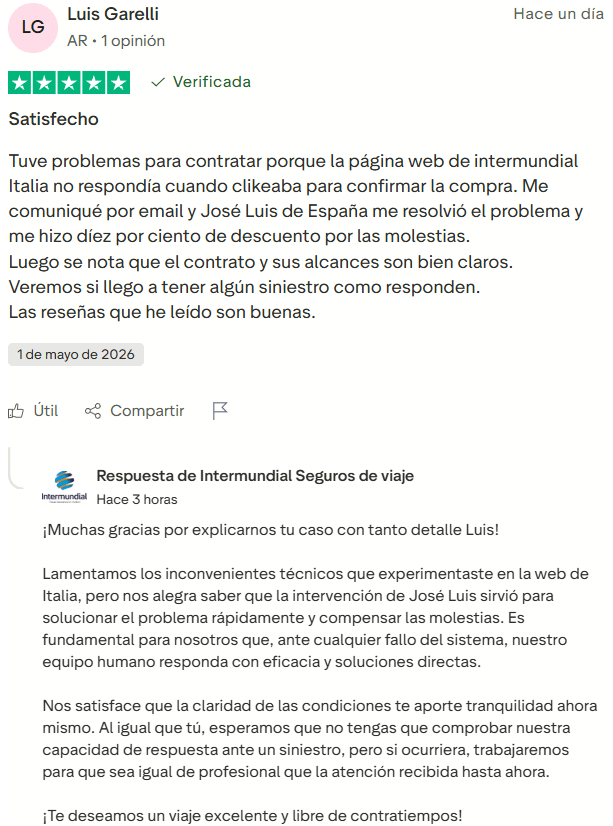 ▷ Descuento Intermundial 2026: ahorra entre un 10% y un 60% con nuestros descuentos automáticos (SIN código) 5 Intermundial Seguros Opiniones positivas