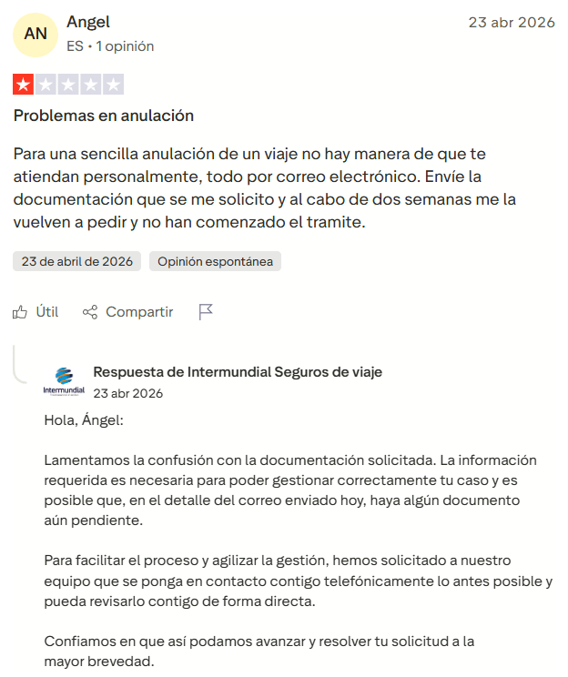 ▷ Descuento Intermundial 2026: ahorra entre un 10% y un 60% con nuestros descuentos automáticos (SIN código) 7 Intermundial Seguros Opiniones negativas