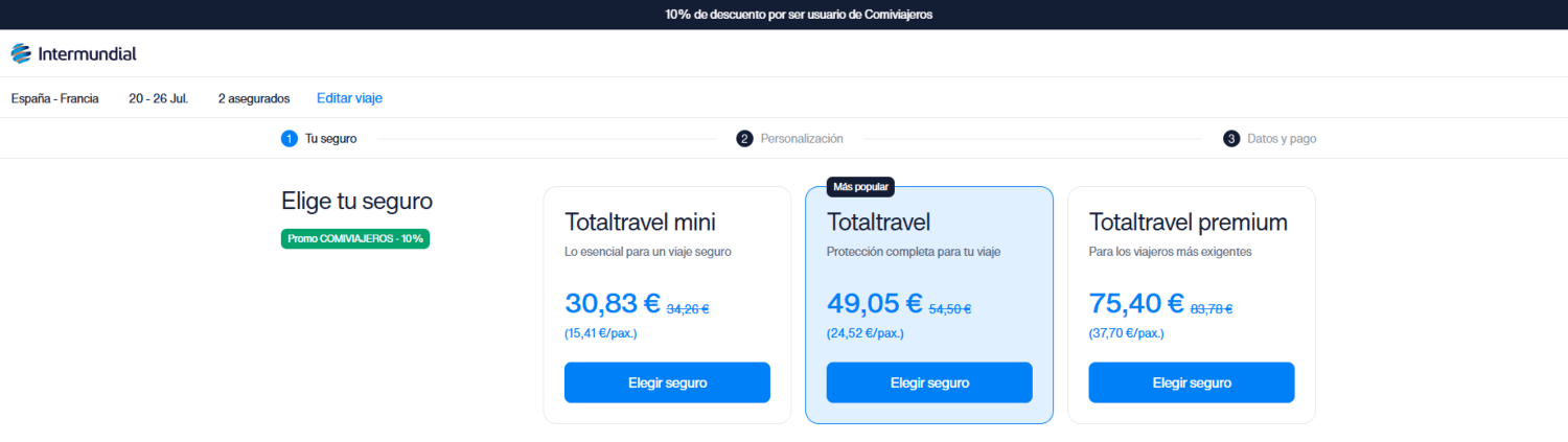 ▷ Descuento Intermundial 2026: ahorra entre un 10% y un 60% con nuestros descuentos automáticos (SIN código) 1 Descuento Intermundial seguros: ejemplo de que nuestro descuento del 10% se está aplicando
